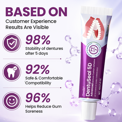 Timilk® DentuSeal 5D Advanced Denture Cushion Adhesive 🦷 Up to 5 Days of Flexible Cushion Hold